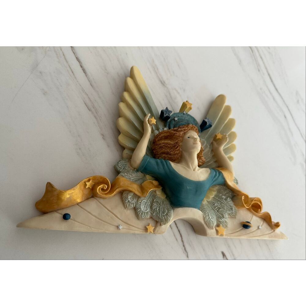 VTG 1998 Penni Jo UDC Angel Wall Plaque 11" Wall Art Stars Wings Fantasy Decor - Picture 6 of 10